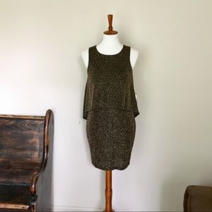 🎉 Everly Gold and Black Sleeveless Midi Dress